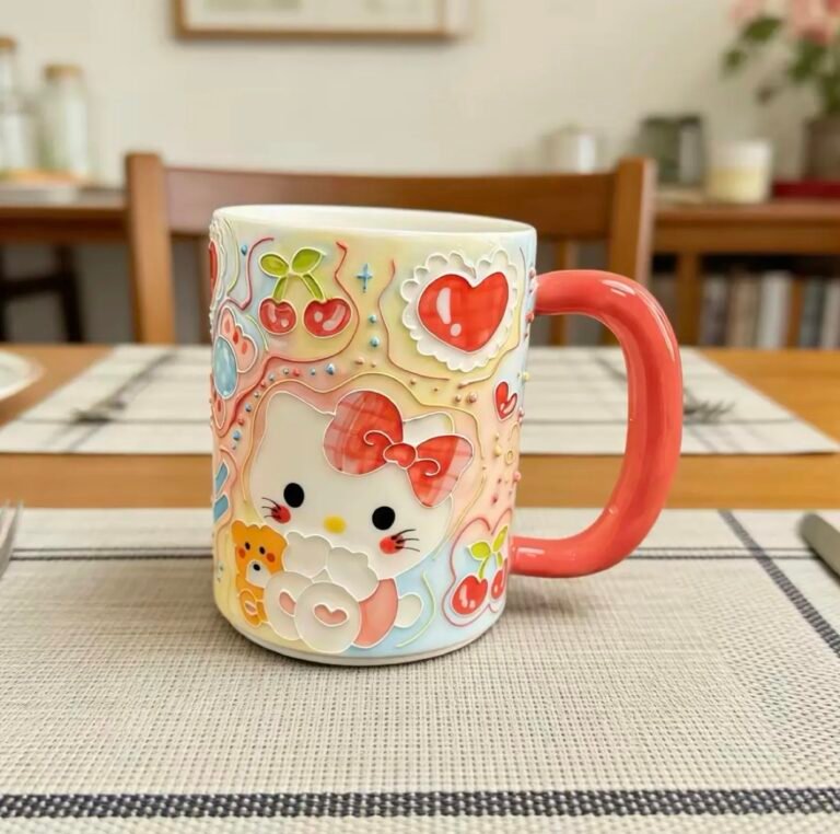 Hand-painted cute cat ceramic mug