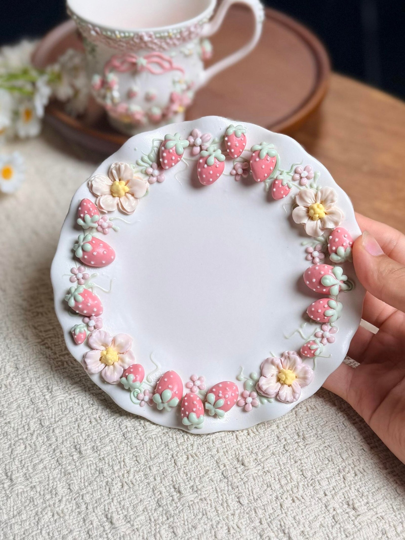 Strawberry Bow Ceramic Cup & Saucer Set - Image 3