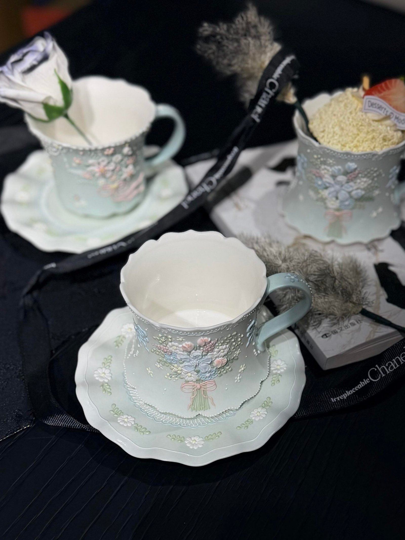 Pastel Blue Floral Bouquet Ceramic Mug - Image 5